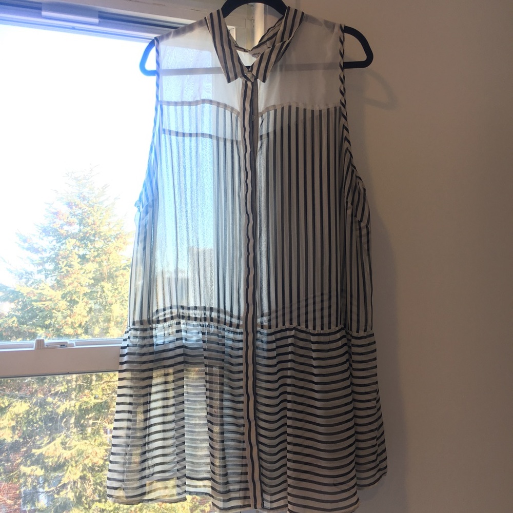 Plus Size Sheer Stripe Top